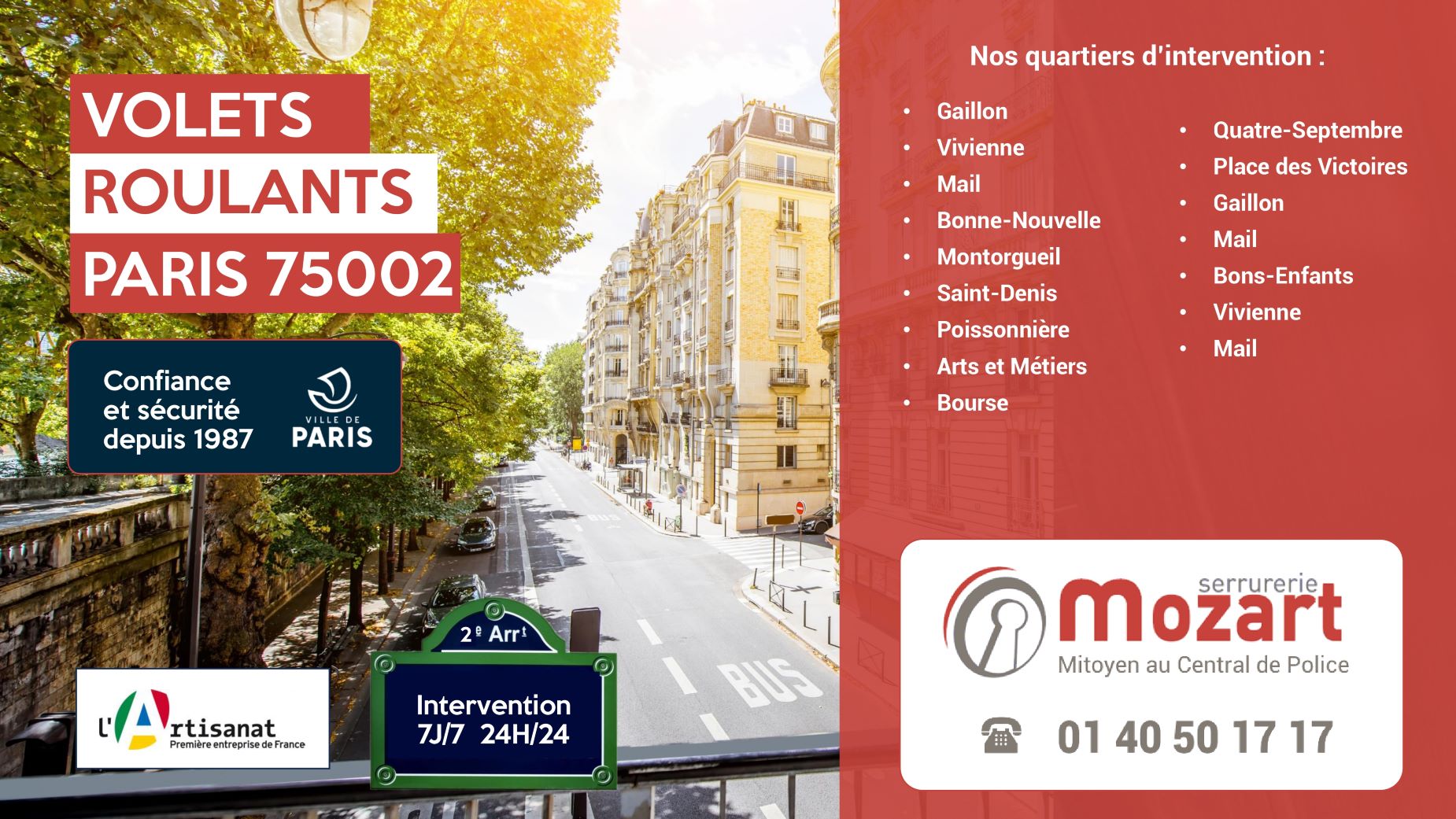 Réparation de volets roulants par Serrurerie Mozart dans le 2e arrondissement - Rue Montorgueil